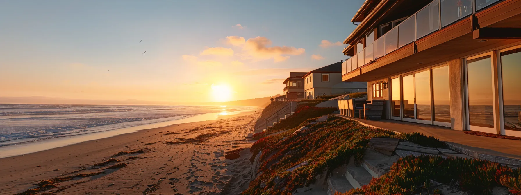 a serene beachfront rental property in california with a strategic pricing strategy in place, attracting guests with competitive rates and high occupancy rates.