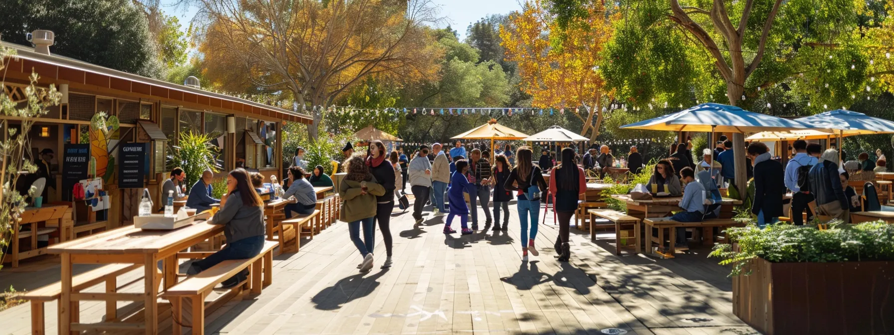 a vibrant outdoor team-building event in woodside, ca, showcasing diverse employees engaging in collaborative activities that reflect their unique dynamics and shared company values under a bright, sunny sky.