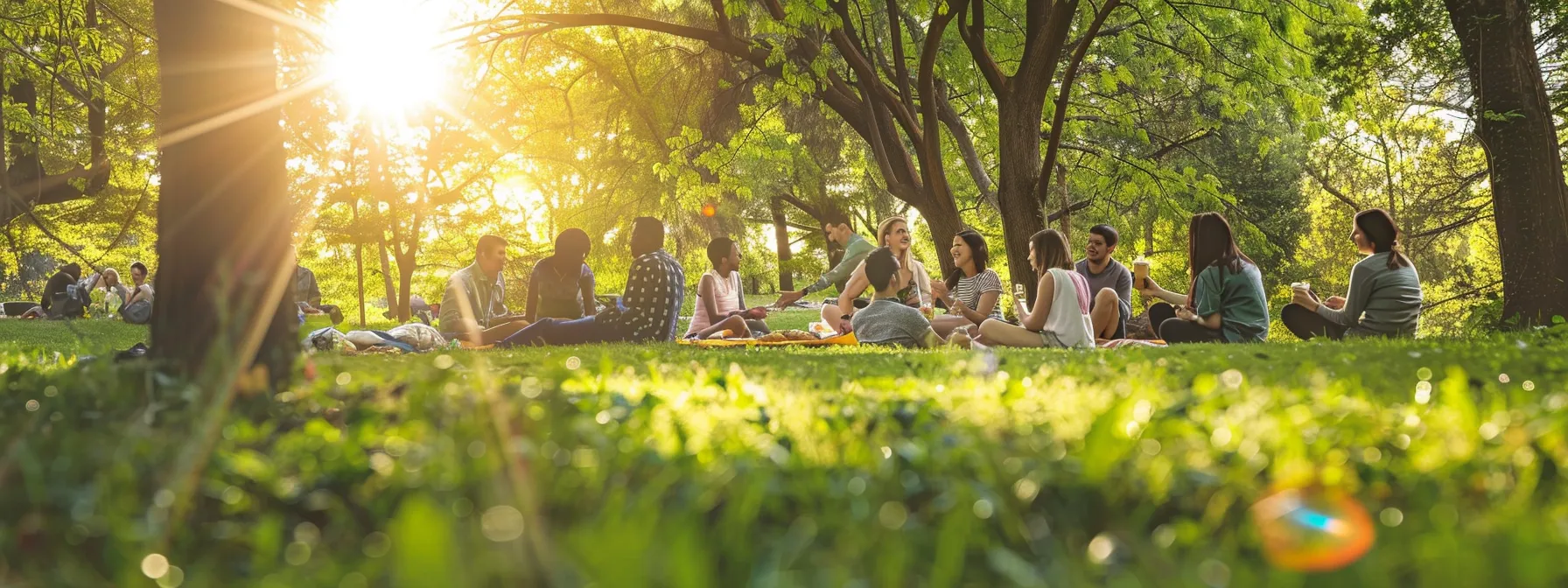 a vibrant team picnic unfolds in a sunlit park, where diverse employees engage in laughter and friendly games amidst lush greenery, symbolizing connection and collaboration.